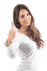 Beautiful woman with thumb up