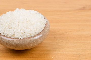 White rice in bowl on table