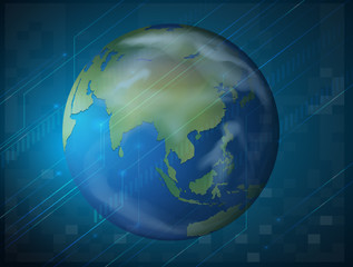 Planet earth on blue background