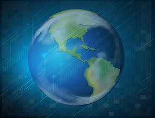 Planet earth on blue background