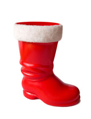 Red Santa Claus boot isolated on white (with clipping path)