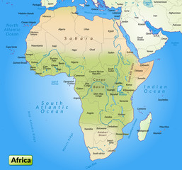 Kontinent Afrika als Übersichtskarte