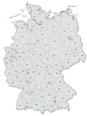 Inselkarte von Deutschland mit Postleitzahlen