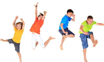 Happy children jumping