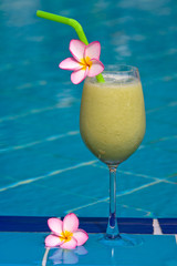 Fruit shake at the swimming pool