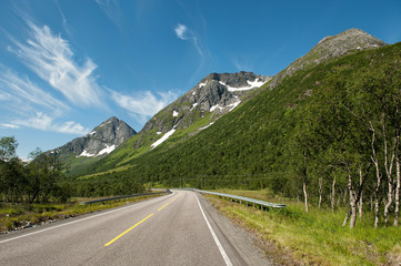 Naklejka premium European route E10 running through Lofoten in northern Norway