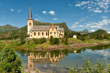 Vågan church - the cathedral of Lofoten in northern Norway.