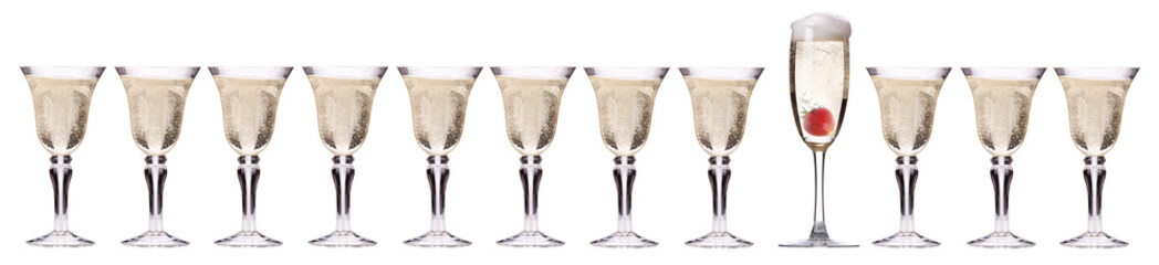 Champagne with strawberry - christmas cocktail
