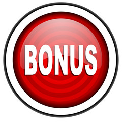 bonus red glossy icon isolated on white background