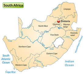 Fototapeta na wymiar Landkarte von Südafrika