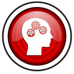 head red glossy icon isolated on white background