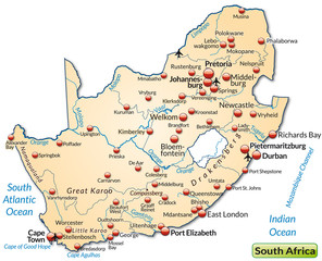 Landkarte von Südafrika