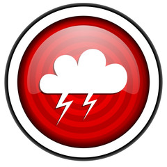 weather forecast red glossy icon isolated on white background