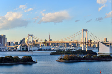 Naklejka premium レインボーブリッジ 夕方の風景
