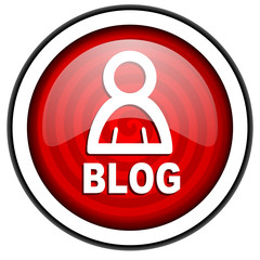 blog red glossy icon isolated on white background