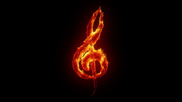 Burning treble clef