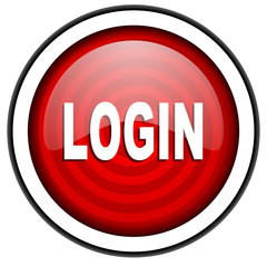 login red glossy icon isolated on white background