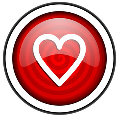 heart red glossy icon isolated on white background