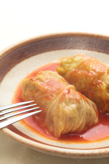 Cabbage roll with tomato sauce