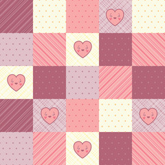 Retro background of vintage design with hearts.