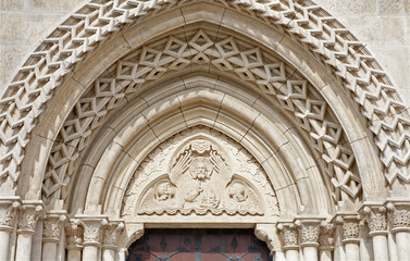 Fototapeta na wymiar Budapeszt - portal boczny św. Matthew katedra