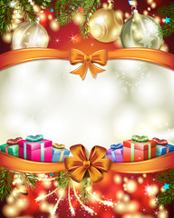 Christmas card with ball and gift