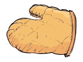 hand drawn, vector, sketch illustration of pot holder