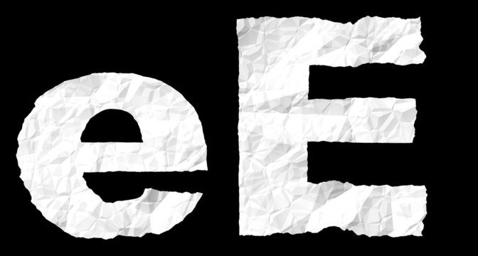 Crumple paper alphabet - E