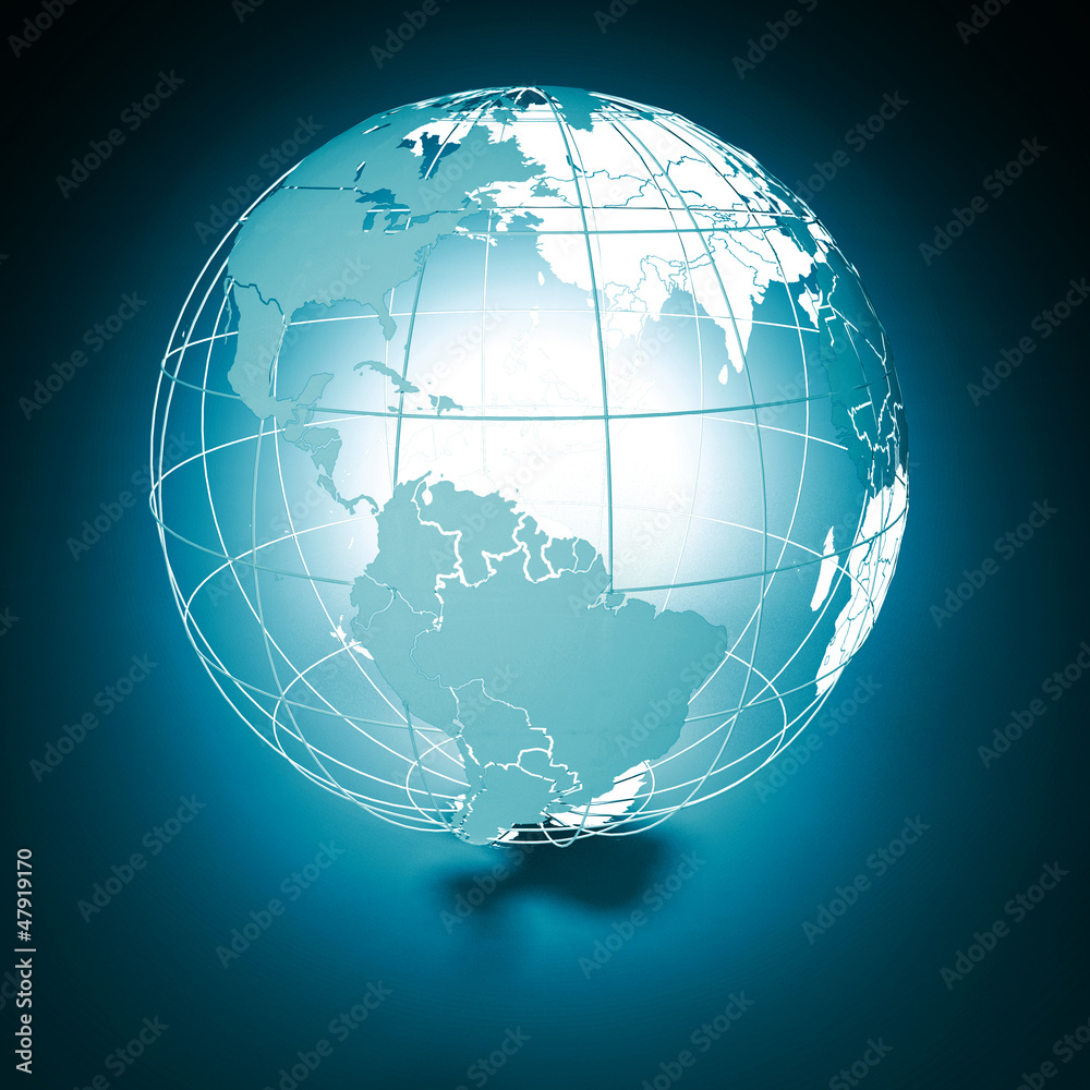 Wall mural Glowing from within globe. 3d render