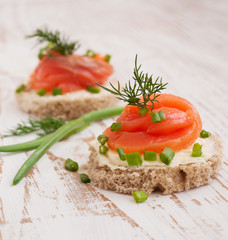 Canapes with  salmon