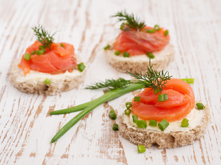 Canapes with  salmon