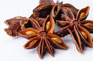 Anise starts on white table background