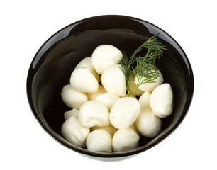 photo of delicious small mozzarella cherries