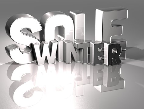 3D Word Sale Winter on white background