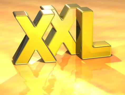 3D Word XXL on gold background
