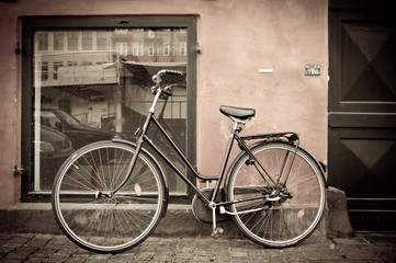 Naklejka na ściany i meble Classic vintage retro rower miejski w Kopenhaga, Dania