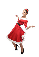 cheerful dancing retro girl