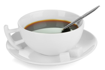 A cup of strong coffee isolated on white