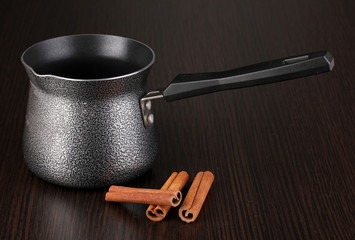 Coffee maker on brown table