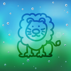 Hand draw cartoon and water drop on glass.