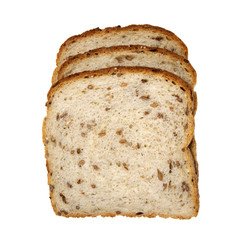 organic multigrain light rye bread on a white background