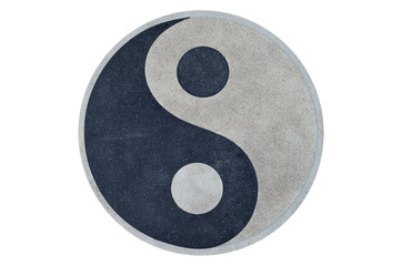 YinYang symbol made of gravel stones top view