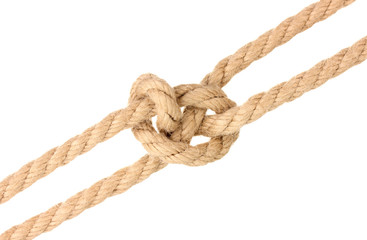 Rope with knot isolated on white