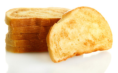 White bread toast, isolated on white