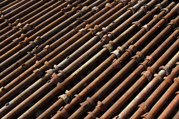 steel tube components in a construction site