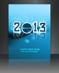 2013 new year celebration blue colorful brochure gift card desig