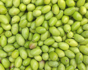 fresh green oloves closeup, natural background