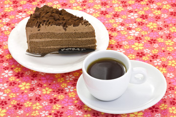 chocolate cake and coffee