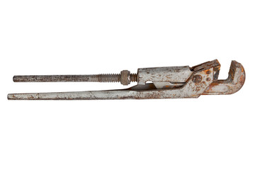 vintage pipe wrench isolated