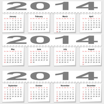 Bursting monthly calendar for 2014 - illustration